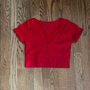 Garage Red V-Neck Crop Top
